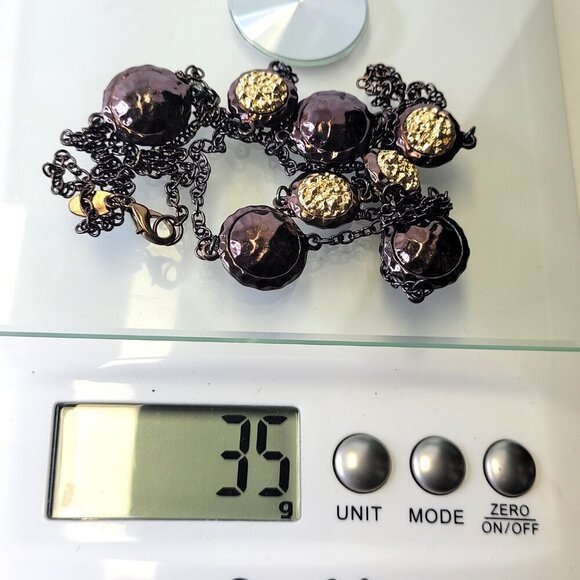 Long Necklace Round Beads Bronze Gold Hues with Earrings - Picture 11 of 11